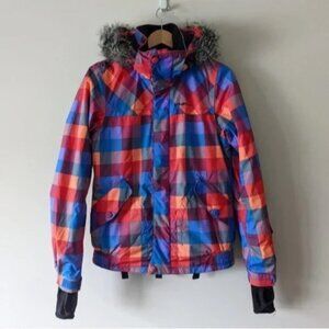 O'Neill waterproof checkered multicolored ski/snowboard jacket